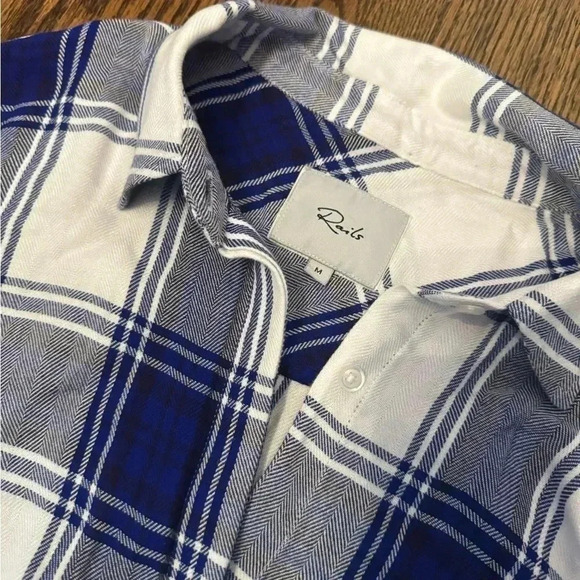 Like New Sawyer button shirtdress from Rails, Size Medium, Cobalt White Plaid - Picture 5 of 10